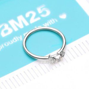 14 Karat White Gold Brilliant Sparkle Crescent Moon Bendable Hoop Ring